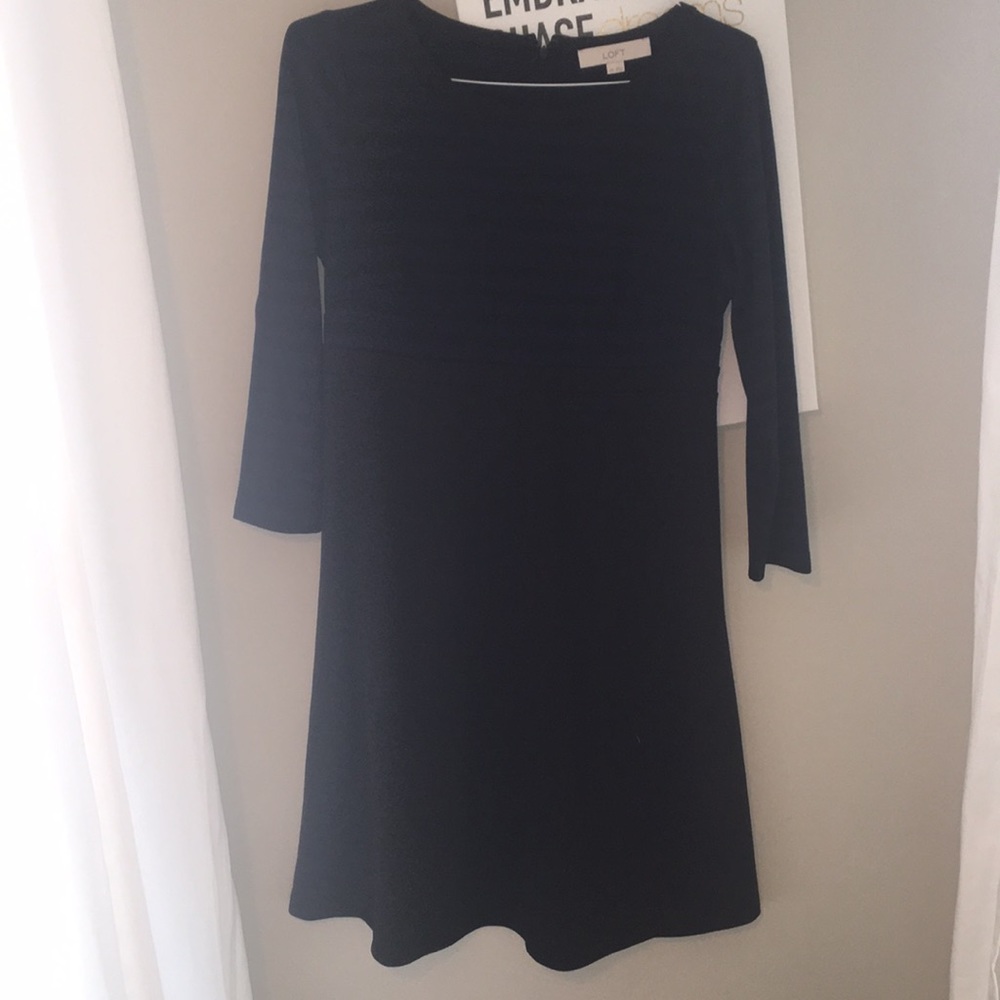 Loft three quarter length striped fit and flare
